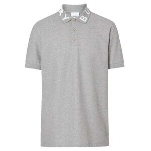 Burberry Men’s Ryland Logo-Jacquard Cotton Polo Shirt In Grey S